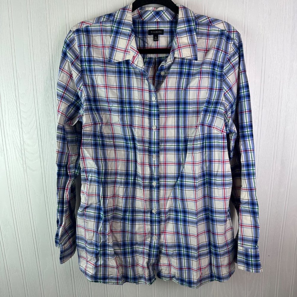 Talbots Plaid Button Down Size XL‎ - image 1